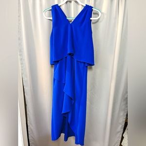 Adrianna Papell Sleeveless Hi-Low Blue Formal Dress
